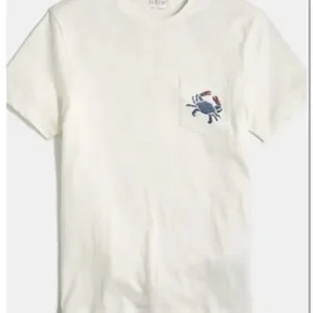 J. Crew White Tee with Blue Crab Graphic